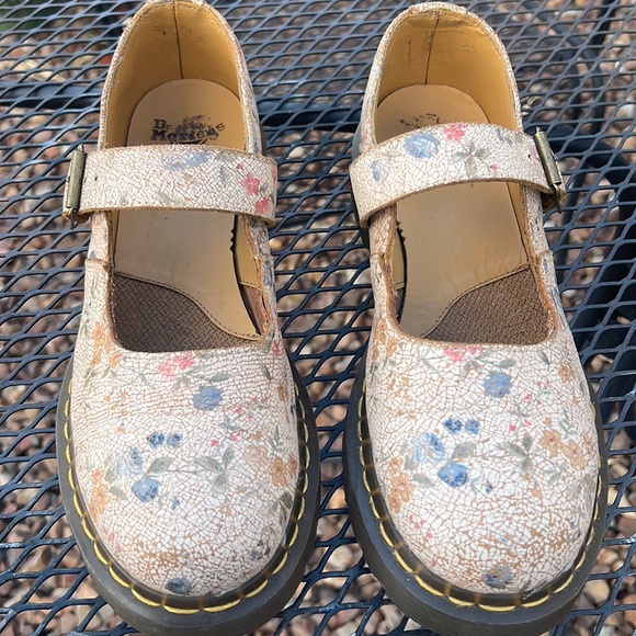 🌸 Dr. Martens 12295 Vintage Floral Crackle Single Strap Mary Jane Loafers - Picture 16 of 17